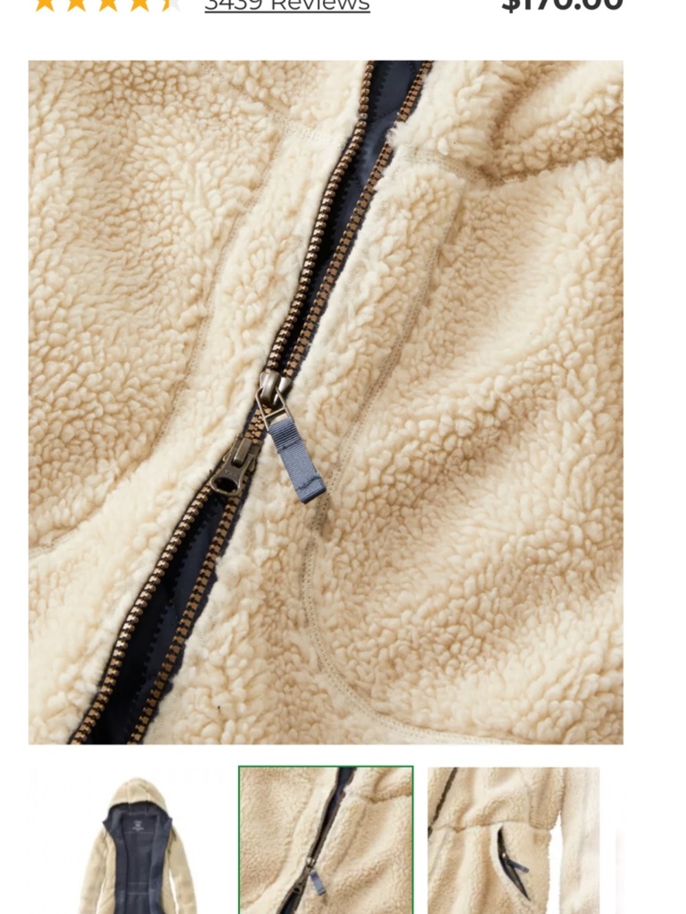 L.L. Bean Women's Cream Sherpa Fleece Hooded Long Coat - Picture 5 of 5